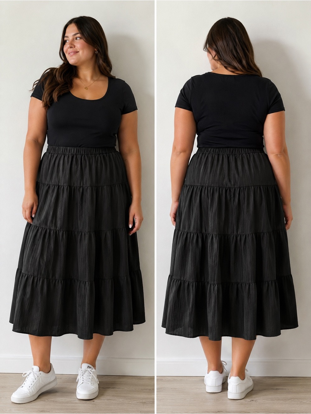 Everyday Tiered Maxi Skirt in Black